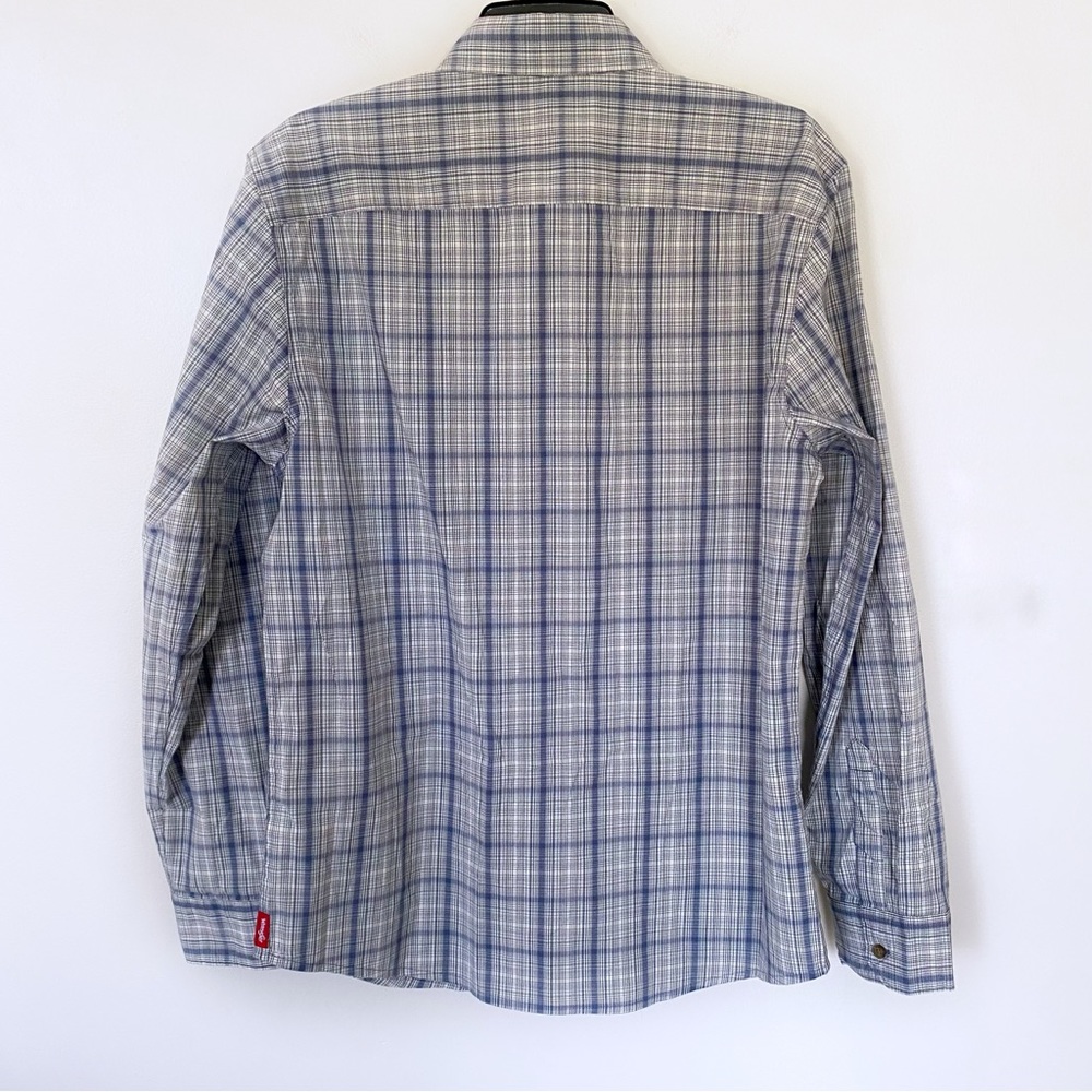 NWT Wrangler Men’s Cowboy Wash Plaid Button Up Vintage Indigo Blue size Medium - Picture 10 of 10